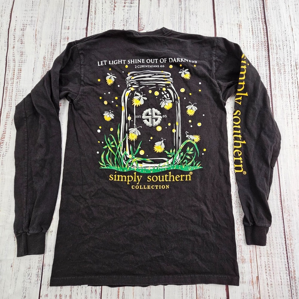 Let Light Shine Out‎ Darkness Simply Southern Black Long Sleeve T-Shirt Adult S